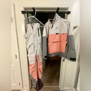 Jacket and overalls for skiing or snowboarding. Both insulated